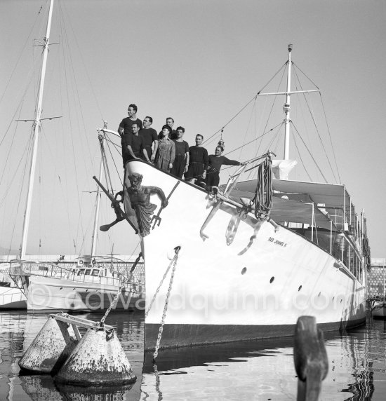 Prince Rainier's luxury yacht Deo Juvante II anchored in Monaco harbor, 1953. - Photo by Edward Quinn