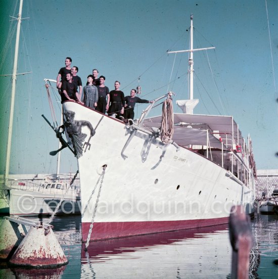 Prince Rainier's luxury yacht Deo Juvante II anchored in Monaco harbor, 1953. - Photo by Edward Quinn