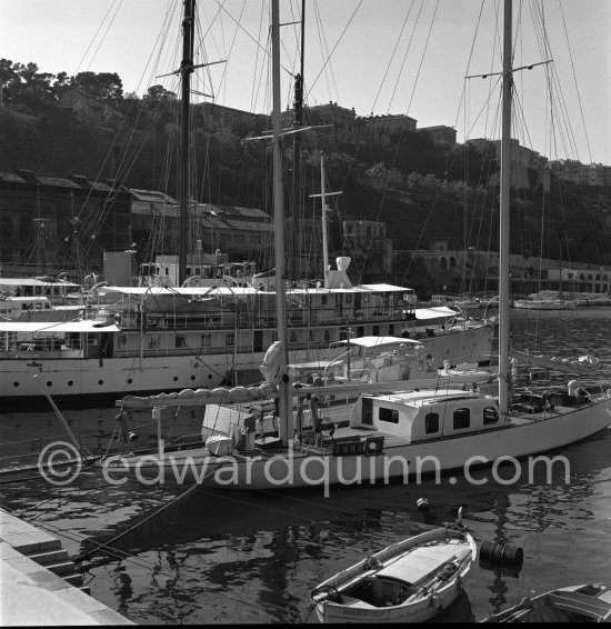 Prince Rainier's luxury yacht Deo Juvante II anchored in Monaco harbor, about 1954. - Photo by Edward Quinn