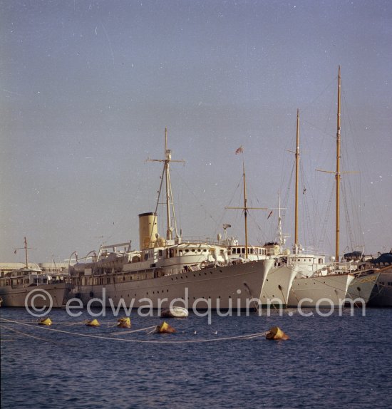 Not identified yachts. Second from left: Huong Giang, the yacht of the Emperor Bao-Dai of Vietnam. Monaco harbor in the \'50s - Photo by Edward Quinn