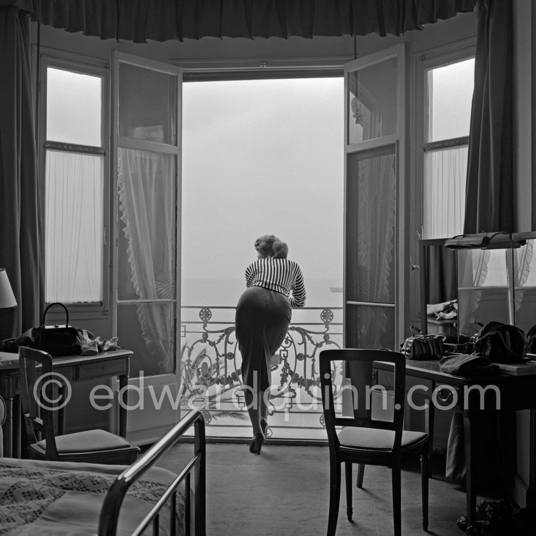 A privileged view Sophia Loren looking out at the sea from her room in