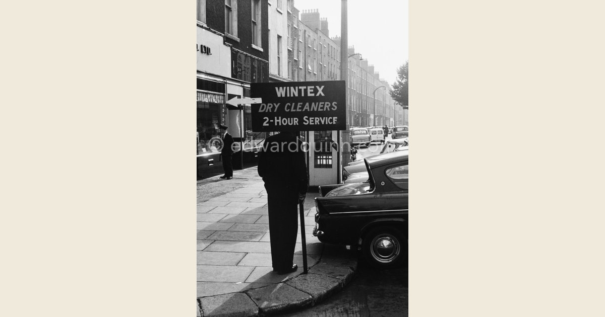 Wintex Dry Cleaners street advertising. Dublin 1963. Edward Quinn