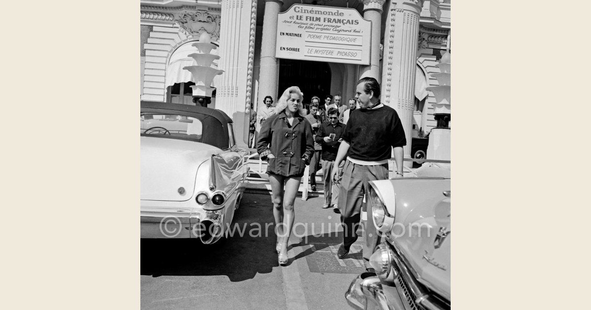 Diana Dors. Cannes Film Festival 1956. Car: Cadillac 1955 Series