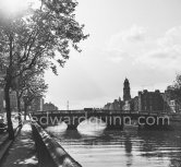 The River Liffey near Arran Quay. Father Mathew Bridge, St Paul's Church on the other side. Dublin 1963. - Photo by Edward Quinn