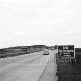 Autobahn near Göttingen, 1953. Car: Vokswagen 1952. - Photo by Edward Quinn