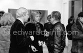 Francis Bacon attending Anne Madden's exhibition opening. Louis le Brocquy and his wife Ann Madden. Galerie Darthea Speyer, Paris 1979. - Photo by Edward Quinn