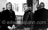 Francis Bacon attending Anne Madden's exhibition opening. (Ann Madden left). Galerie Darthea Speyer, Paris 1979 - Photo by Edward Quinn