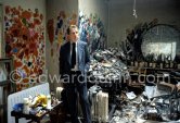 Francis Bacon 1980 at his studio in London. It was removed 1998 and relocated with all it's contents at Dublin City Gallery The Hugh Lane. - Photo by Edward Quinn