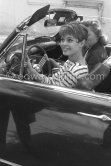 Brigitte Bardot in a Simca Aronde. She got the car (1955 or 56 Simca Aronde Week-end) as a fee for making advertising for Simca. Cannes Film Festival 1956. - Photo by Edward Quinn