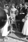 Brigitte Bardot and François Mitterrand. On the left Michèle Morgan, right Edwige Feuillère. Cannes Film Festival 1956. - Photo by Edward Quinn