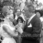Brigitte Bardot and Vittorio de Sica. “Fête de la Reine de la Rose”. La Colle-sur-Loup 1956. - Photo by Edward Quinn