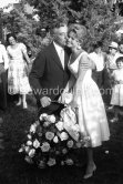 Brigitte Bardot and Vittorio de Sica. “Fête de la Reine de la Rose”. La Colle-sur-Loup 1956. - Photo by Edward Quinn