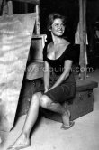 Brigitte Bardot during filming of "Et Dieu créa la femme" ("And God Created Woman"). Studios de la Victorine, Nice 1956. - Photo by Edward Quinn