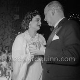 Sita Devi, Maharanee of Baroda, known as the "Indian Wallis Simpson" and not yet identified person "Bal de la Rose" ("Bal du Printemps"), Monte Carlo 1956. - Photo by Edward Quinn