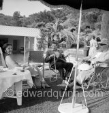 Prince Aga Khan, Begum; and Danny Kaye. Le Cannet 1958. - Photo by Edward Quinn