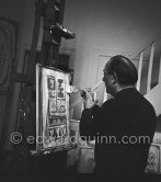 Massimo Campigli at his studio in Saint-Tropez 1964. - Photo by Edward Quinn