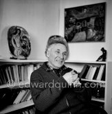 Marc Chagall at his home with his ceramics. Saint-Paul-de-Vence 1953. - Photo by Edward Quinn