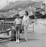 Winston Churchill Jr. and his mother Pamela, ex-wife of Randolph Churchill, Monaco harbor 1954. - Photo by Edward Quinn