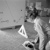 Jean Cocteau, making a drawing for the 6th Cannes Film Festival. Cannes 1953. - Photo by Edward Quinn