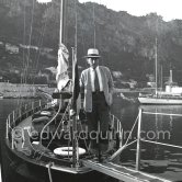 Jean Cocteau on board Francine Weisweiller's yacht Orphée II. Villefranche-sur-Mer 1954. - Photo by Edward Quinn