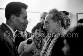 Radio interview with Jean Cocteau. Exposition "Pablo Picasso. Un Demi-Siècle de Livres Illustrés". Galerie H. Matarasso. December 21 - January 31. Nice 1956. - Photo by Edward Quinn