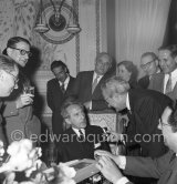 Jean Cocteau. Interviewed at an undefined official occasion. Nice 1955. - Photo by Edward Quinn