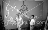 Jean Cocteau and Raymond Moretti. Collective painting "L'Age du Verseau". Nice 1962. - Photo by Edward Quinn