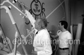 Jean Cocteau and Raymond Moretti. Collective painting "L'Age du Verseau". Nice 1962. - Photo by Edward Quinn
