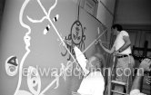 Jean Cocteau and Raymond Moretti. Collective painting "L'Age du Verseau". Nice 1962. - Photo by Edward Quinn
