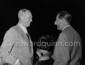 Jean-Gabriel Domergue and Maurice Chevalier. Reception at Palm Beach, MYCCA Motor Yacht Club of the Côte d’Azur, 1953. - Photo by Edward Quinn