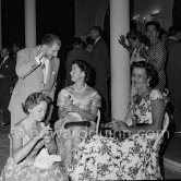 Jean-Gabriel Domergue with french ladies looking like models for his paintings. Reception at Palm Beach, MYCCA Motor Yacht Club of the Côte d’Azur, 1953. - Photo by Edward Quinn