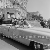 Diana Dors. Cannes Film Festival 1956. Car: Cadillac 1955 Series 62, Style 6267x Convertible. - Photo by Edward Quinn