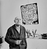 Jean Dubuffet at his studio in Vence 1966. - Photo by Edward Quinn