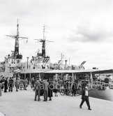 HMS Mermaid and HMS Magpie. The Magpie was the only vessel commanded by Lieutenant-Commander the Duke of Edinburgh, who took command on 2 September 1950, when he was 29. Here it is on an official 5-days visit with the Royal Fleet to Monte Carlo, Feb. 1951. - Photo by Edward Quinn