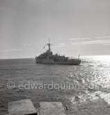 HMS Magpie. The ship was the only vessel commanded by Lieutenant-Commander the Duke of Edinburgh, who took command on 2 September 1950, when he was 29. Here it is on an official 5-days visit with the Royal Fleet to Monte Carlo, Feb. 1951 - Photo by Edward Quinn