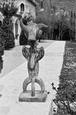 "Moonmad" in the garden of the second house of Max Ernst and Dorothea Tanning in Seillans 1975. - Photo by Edward Quinn