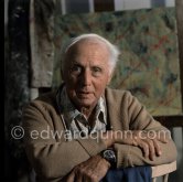Max Ernst at his studio in Paris 1974. - Photo by Edward Quinn