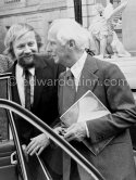 Max Ernst and Werner Spies leaving the opening of the exhibition "Dorothea Tanning: Oeuvre" (retrospective), Centre National d'Art Contemporain, Paris, May 28 - July 8, 1974. - Photo by Edward Quinn