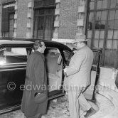 Farouk, ex King of Egypt. With his driver Giuseppe at the Nice train station 1954. Car: 1941 Chrysler Crown Imperial Limousine - Photo by Edward Quinn