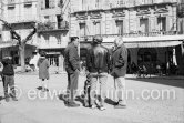 Fernandel and director Jean Giono (left) during filming of "Crésus". Forcalquier, Alpes-de-Haute-Provence 1960. - Photo by Edward Quinn