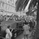During filming of "To Catch a Thief" in front of Carlton Hotel, Cannes 1954. Car not identified - Photo by Edward Quinn