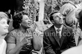Ella Fitzgerald and French painter Raymond Moretti. Festival de Jazz, Nice 1958. - Photo by Edward Quinn