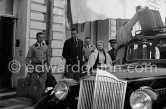Zsa Zsa Gabor and Porfirio Rubirosa in front of the Carlton Hotel. Cannes 1954. Car: 1937 Packard 1502 Super Eight Touring limousine - Photo by Edward Quinn