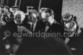 French minister of Cultural Affairs André Malraux inaugurates the Fondation Maeght at Saint-Paul-de-Vence. Present were (from left to right) Marc Chagall, Alberto Giacometti, André Malraux, Jean Miró. Saint-Paul-de-Vence 1964. - Photo by Edward Quinn