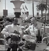 Hassan el Glaoui, Moroccan Artist,  (son of Pasha of Marrakech), and his wife Evelyn. Cannes 1954. - Photo by Edward Quinn