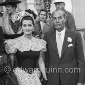 Basil and Elise Goulandris on the occasion of the marriage of Leonoidas Papagos and Anna Goulandris. Hotel du Cap-Eden-Roc 1953. - Photo by Edward Quinn