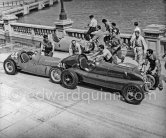 Franco Rol, (44) Maserati 4CLT, Cuth Harrison, (24) ERA R8B/C, Maurice Trintignant, (12) Simca Gordini. Monaco Grand Prix 1950. - Photo by Edward Quinn