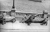 Toulo de Graffenried, (52) pushes his Maserati 4CLT/48. Monaco Grand Prix 1950. - Photo by Edward Quinn