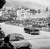 Prince Rainier arrives in his 1950 Lincoln Cosmopolitan. Pagnibon, (60) Ferrari 225S. Monaco Grand Prix 1952, transformed into a race for sports cars. This was a two day event, the Sunday for the up to 2 litres (Prix de Monte Carlo), the Monday for the bigger engines, (Monaco Grand Prix). - Photo by Edward Quinn