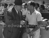 Stirling Moss and Mercedes racing manager Alfred Neubauer. Monaco Grand Prix 1955. - Photo by Edward Quinn